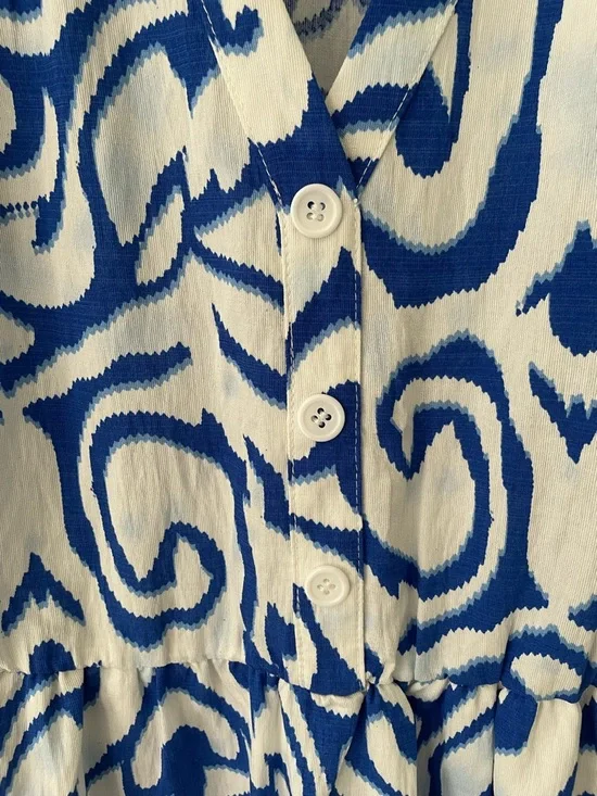 BloomChic Blue and White Printed Midi Dress Button Detail Size 14/16 NWT - Picture 5 of 11